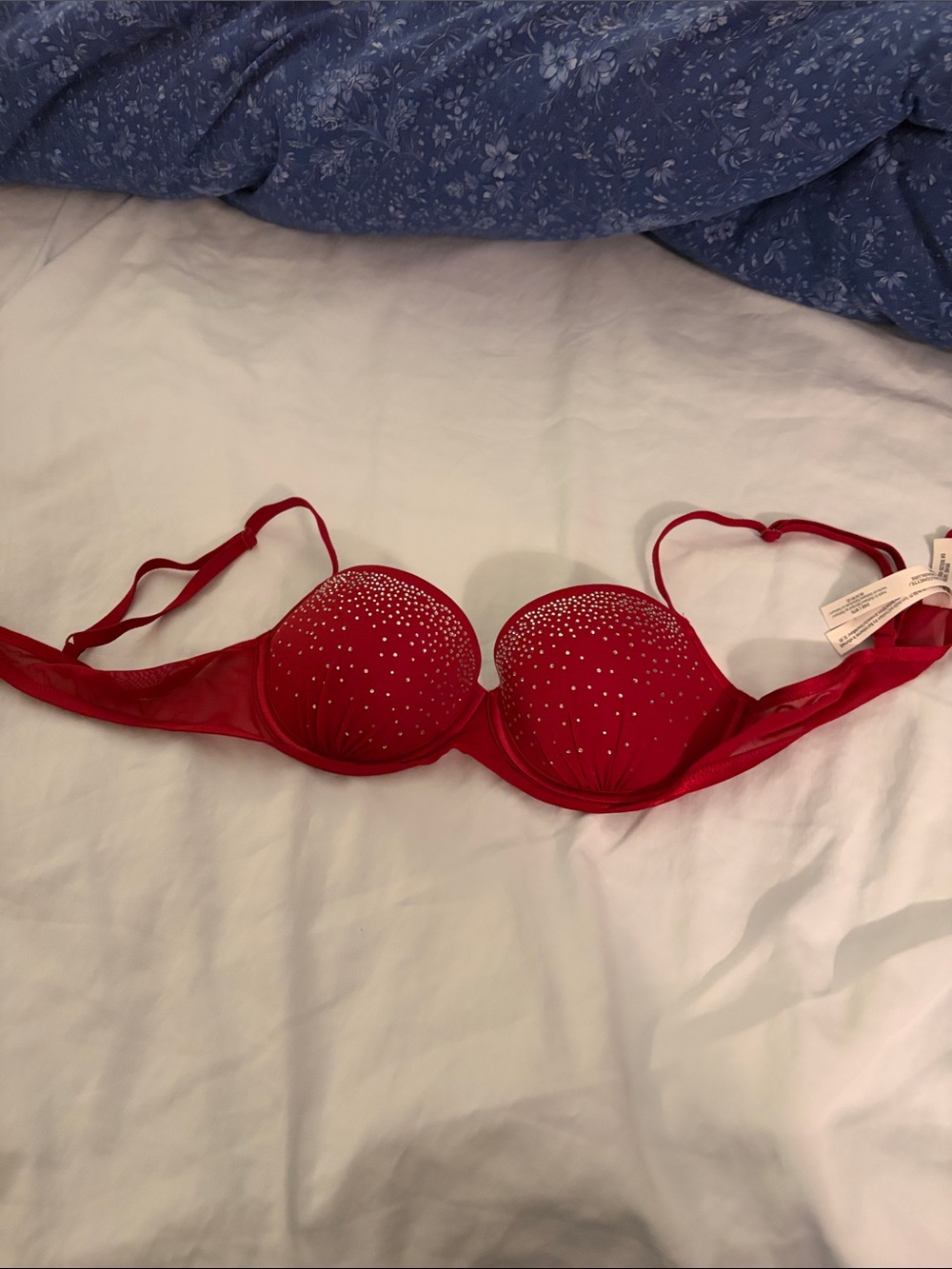 Victoria's Secret Cranberry Rhinestone Push-Up Bra